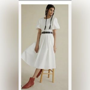 NWT - Anthropologie eri + ali Ivory Midi Dress. Size 12.